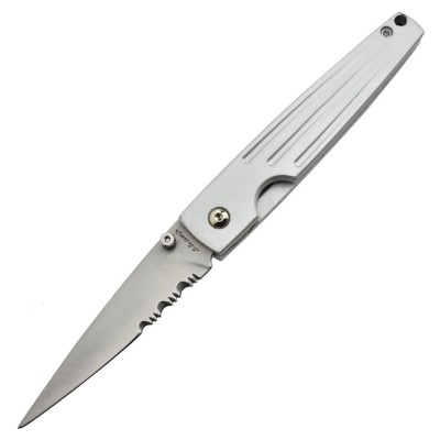 Sharp Deluxe 1284SH Couteau pliant lame acier avec serrations manche aluminium
