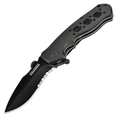 Super Knife YC-536 lame avec serrations acier finition black