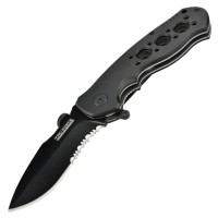 Super Knife YC-536 lame avec serrations acier finition black