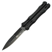 Maxknives P48 Couteau papillon lame acier 3CR13 manche aluminium anodisé noir