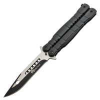 Maxknives P49 Couteau papillon lame acier 3CR13 manche aluminium anodisé noir