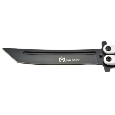 Maxknives P46 Couteau papillon lame acier 3CR13 manche aluminium blanc et noir