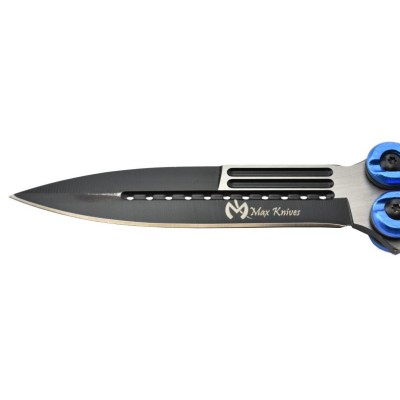 Maxknives P45 Couteau papillon lame acier 3CR13 manche aluminium anodisé bleu