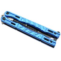 Maxknives P45 Couteau papillon lame acier 3CR13 manche aluminium anodisé bleu